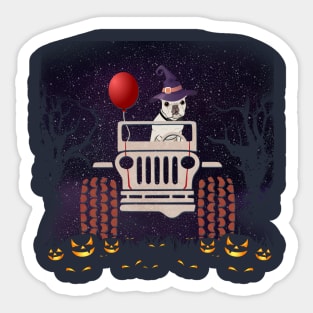 JP Scared French Bulldog in The Car Halloween Sticker